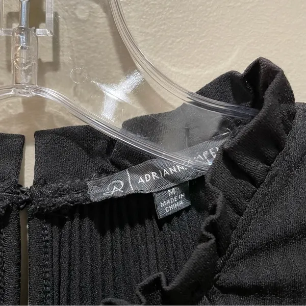 Adrianna Papell Ruffle Sleeveless Pleated Top Black Size Medium - Image 6