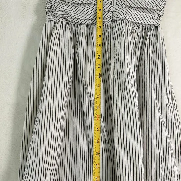 Aryn K Strapless Mini Dress Womens‎ Small Black White Striped Ruched Fit & Flare - Image 6
