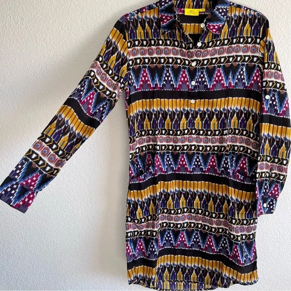 Roller Rabbit Ikat Print Long‎ Sleeve Shirt Dress - Image 5