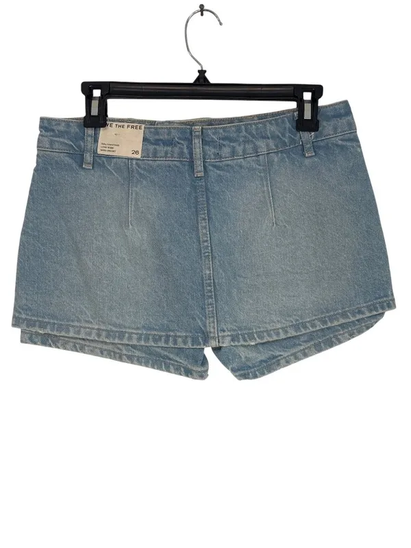 Free People Galivanting Skort in Aegean 26 New Womens Denim Jean Skirt Shorts - Image 7