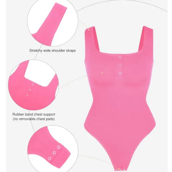 NWT Popilush Tummy‎ Control Henley Button Down Thong Body Suit - XL/XXL - Image 3