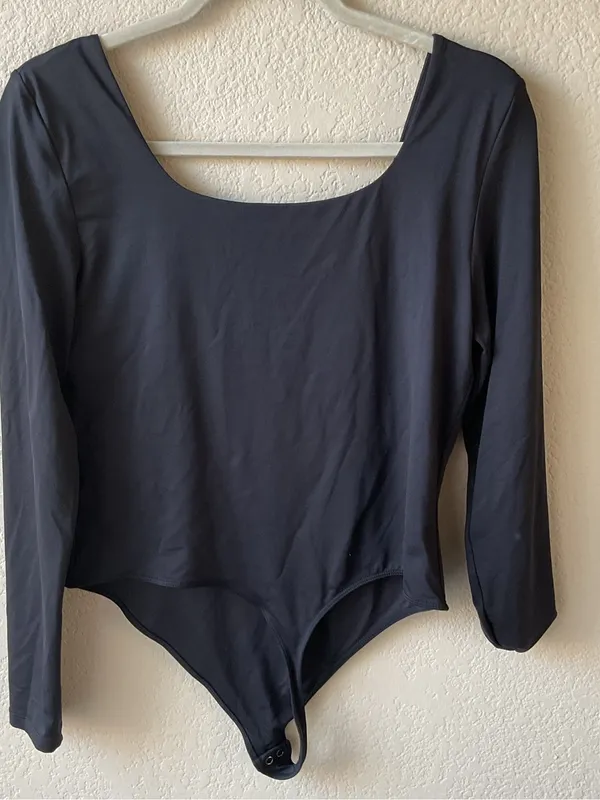 And Now This Black Square Neck Long Sleeve Bodysuit Size XL Practically New - Image 3