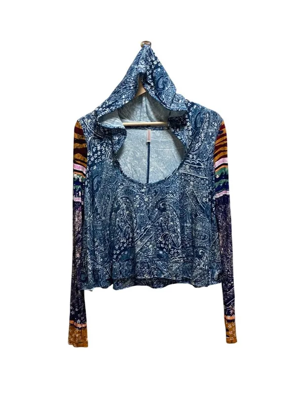 Free People FP Movement Soul Searcher Printed Hoodie Blue Size S Boho Hippie - Image 2
