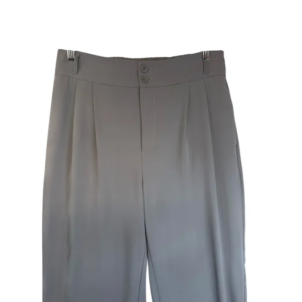 Halara Wide Leg‎ Pants Gray High Waist Old Money Capsule Wardrobe Size Large - Image 3