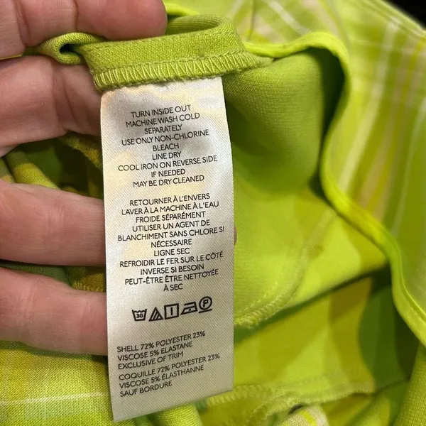 Maeve Anthropologie Skirty Godet Skort chartreuse‎ green plaid size 4 NEW - Image 9