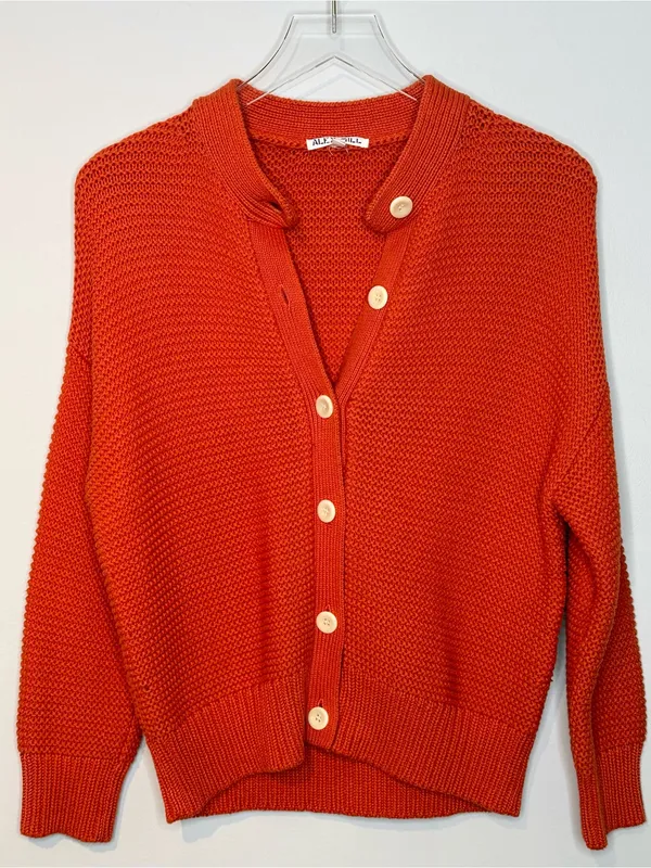 Alex Mill Nico Orange Paprika Button Up Cardigan Sweater Top - Image 12