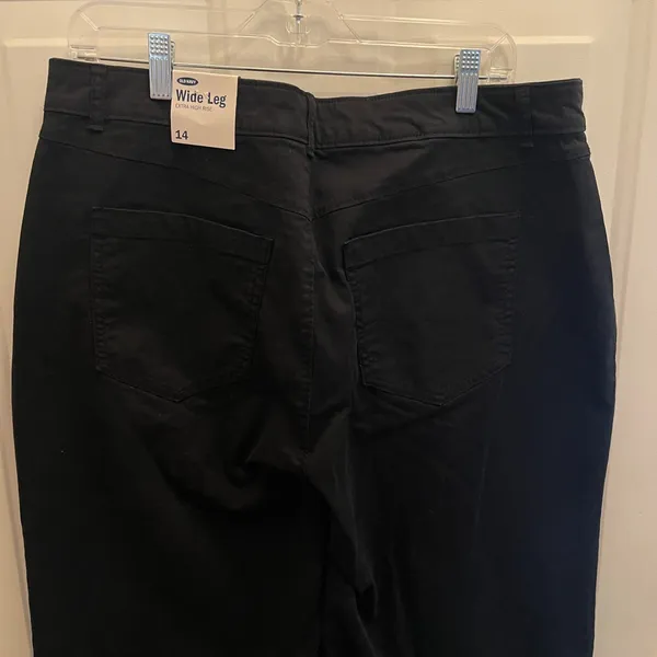 Old Navy Extra High‎ Rise Wide Leg Pants Black Stretch Twill Trousers 14 NWT - Image 4