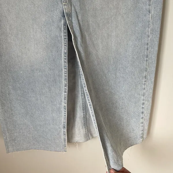 Bershka Denim High-Rise Maxi Skirt 100% Cotton Blue Women's Size EU 38/US 6 - Image 5