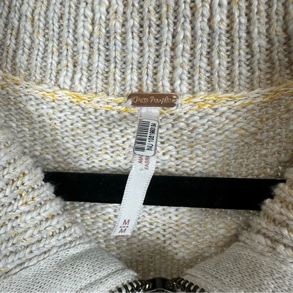 Free People Mont Blanc Mini Dress Cable‎ Knit Zip Quiet Luxury Bodycon M Oatmeal - Image 8