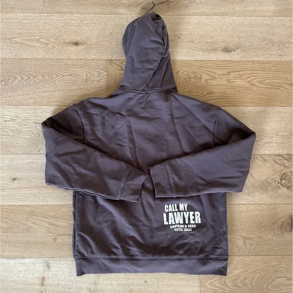Simpson & Reed - Call My Lawyer Hoodie in Brown & Cream - Image 3