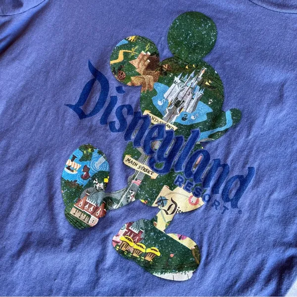 Disney Disneyland Mickey Mouse Womens Medium Blue Short Sleeve Map of Park - Image 6