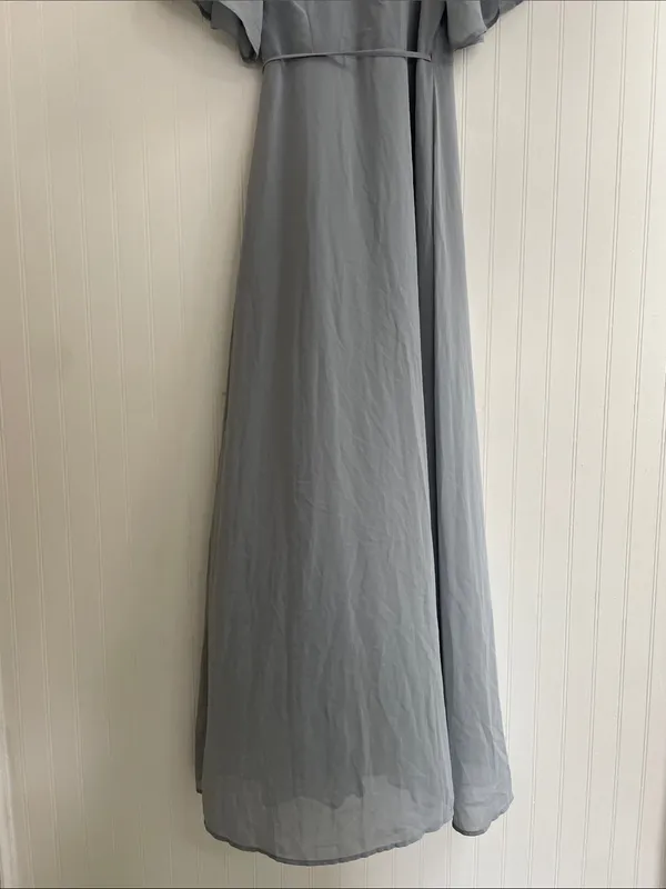 BALTIC BORN Flutter Sleeve Maxi Wrap Dress in Dusty Blue Gray Size S - Image 7