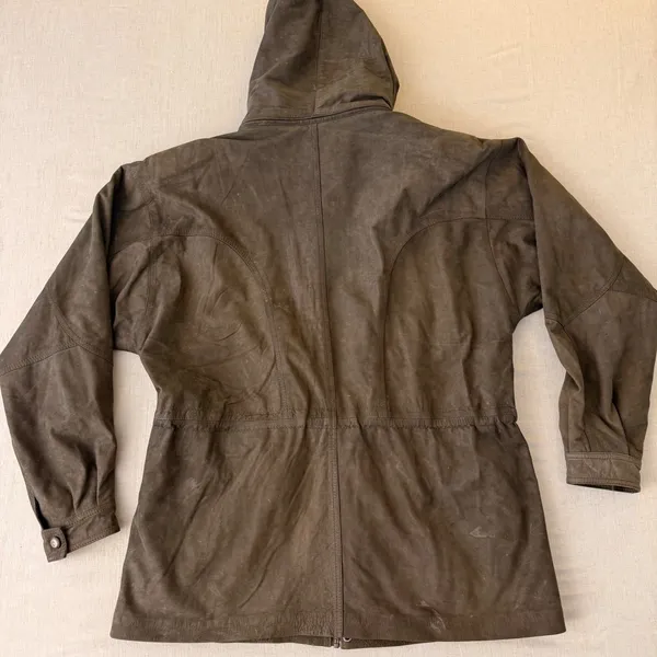 Patricks Cotacachi‎ Ecuador Brown Leather Hooded Field Jacket Paisley Lined - Image 5
