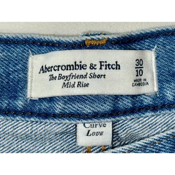 NEW Abercrombie & Fitch Curve Love Boyfriend Short Mid Rise Jean Shorts Sz 30 10 - Image 3