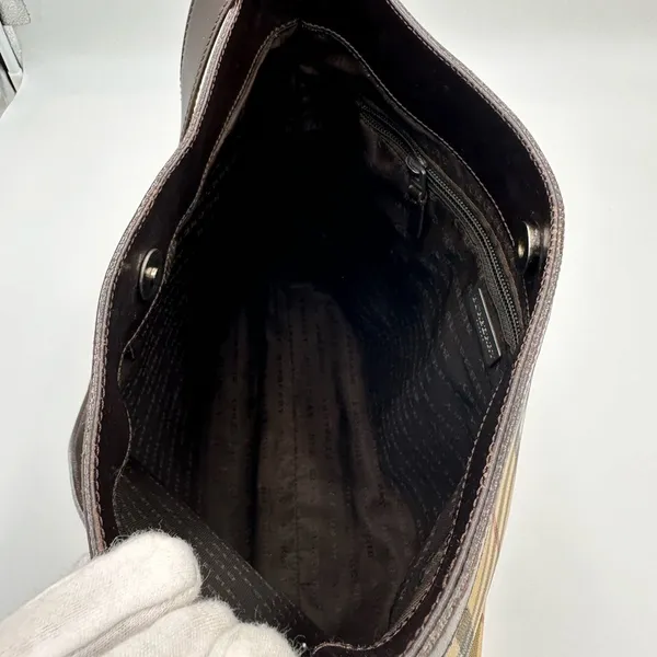 BURBERRY LONDON Nova Check Shoulder Bag PVC Leather Beige - Image 5