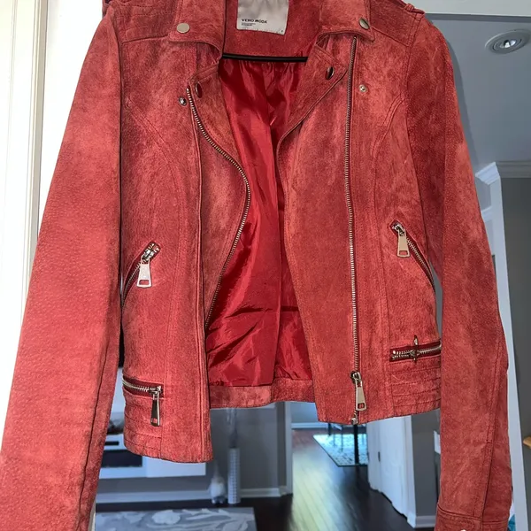 Vero Moda Used Red suede leather jacket - Image 11