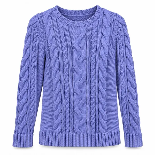 LL Bean Periwinkle Double L Mixed Cable Crew Neck Pullover Cotton Sweater XS Blue - Image 11