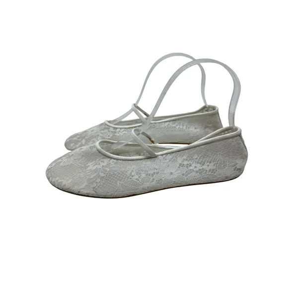 Jeffrey Campbell Swan-Lake Lace Mary Jane Ballet Flats White Bridal Size 7.5 - Image 6