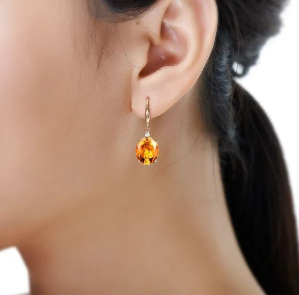 18K Gold Plated Yellow GemStone Citrine Dangle Drop Earrings for Women - Image 5