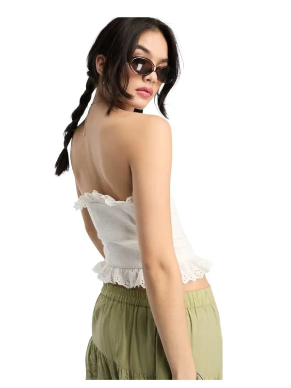 Reclaimed Vintage Strapless Cottagecore Top White Size 6 Fairy Romantic Milkmaid - Image 11