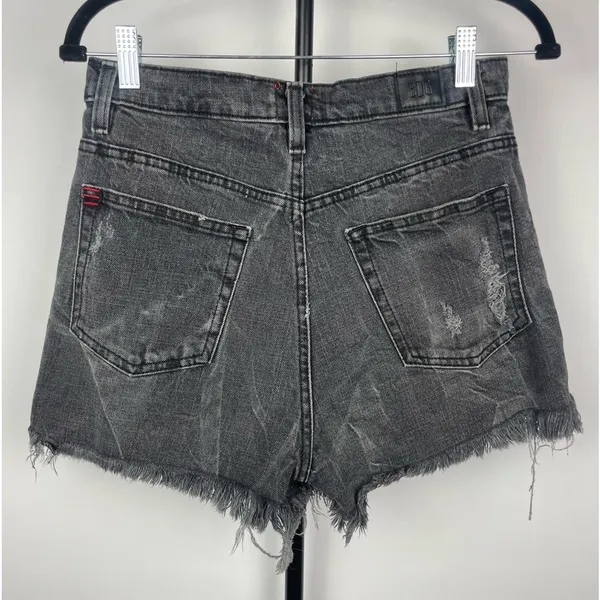 Urban Outfitters BDG Distressed Washed‎ Black Girlfriend High Rise Denim Shorts - Image 3