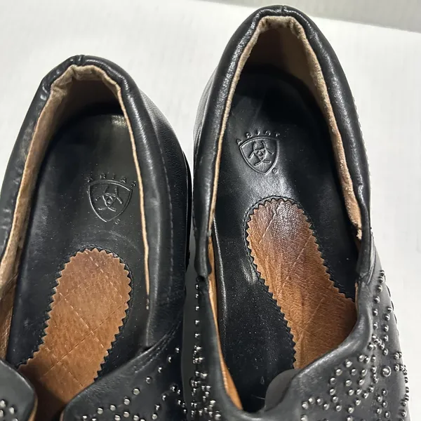 Ariat Strathmore Clog Shoes Womens 8.5B‎ Black Leather Studded Floral 21201 - Image 7