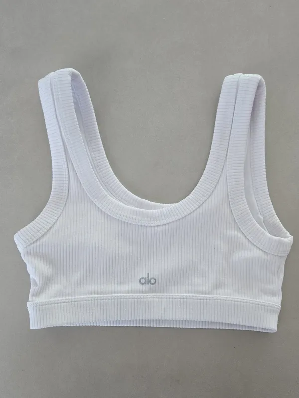 Alo Black Ribbed Wellness Slort Bra Size S - Image 7