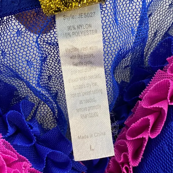 Just Sexy Lingerie Babydoll Sheer Lace Ruffle Trim Blue Pink Y2k slip dress‎ L - Image 3