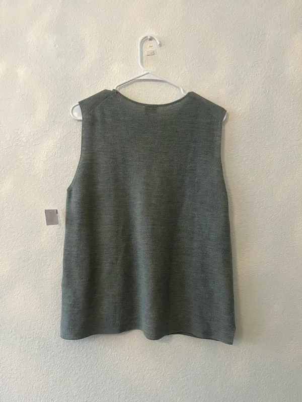 Eileen Fisher‎ 100% Wool Knit Preppy Blouse Sweater Large NEW - Image 3