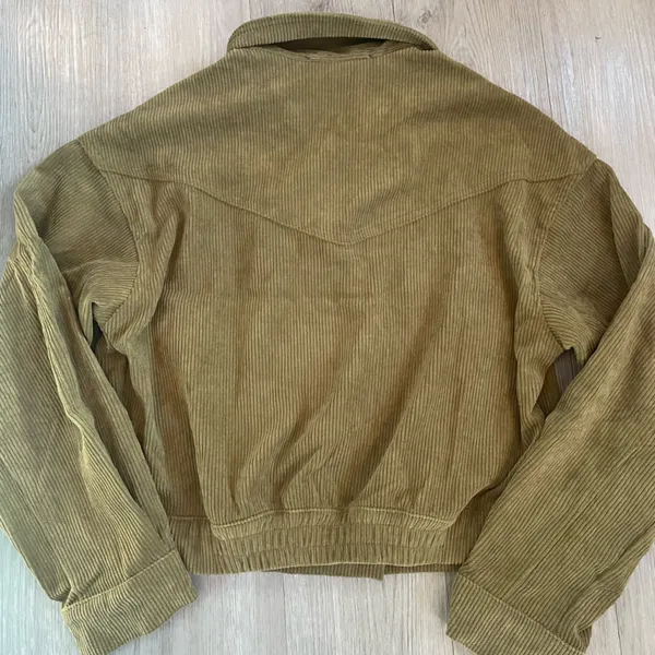 Mine Blu Pepper Green Corduroy Crop Moto Jacket ~ Size Medium - Image 9