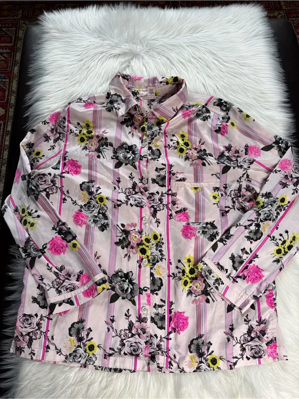 Victoria’s Secret Pink Floral Satin Long Pants PJ Lounge Set - Image 3