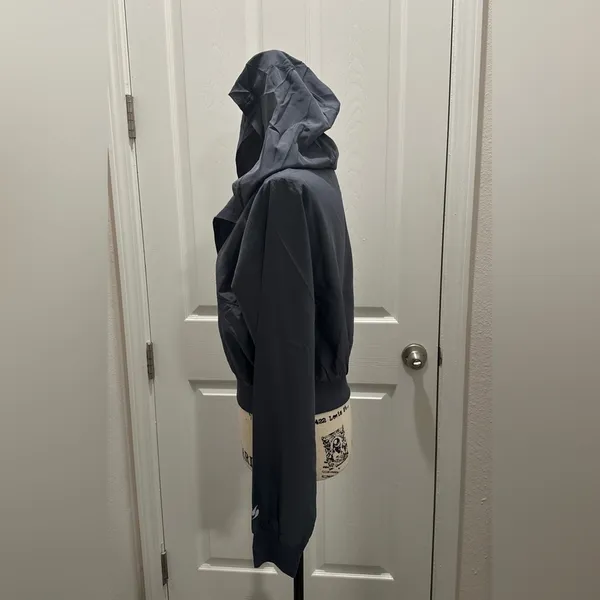 Soffe Women's Hooded Half-Zip jacket- Charcoal Gray - Image 3