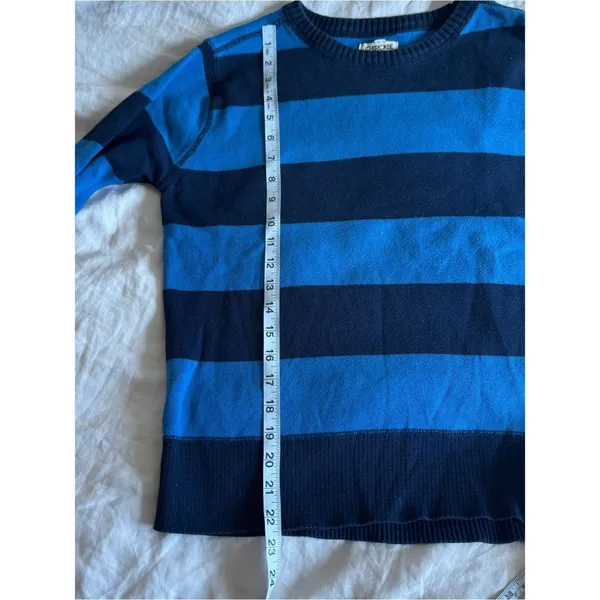 Y2K Vintage Cherokee Cotton Blue Stripe Crew Neck Sweater Womens Large - Image 7