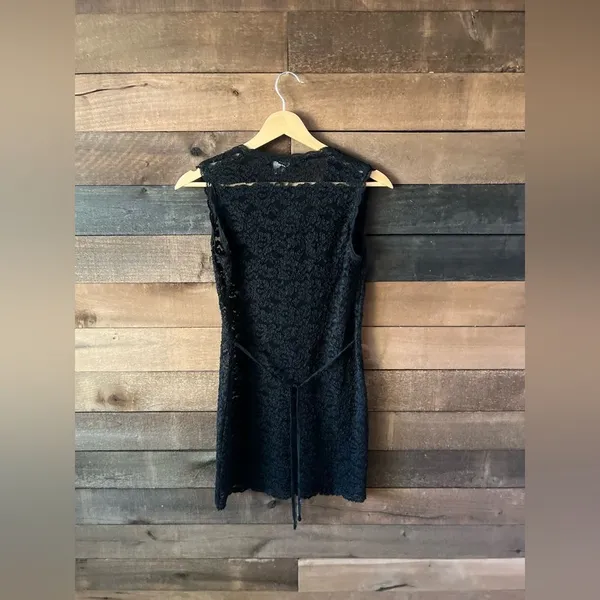 Vintage Laundry by Shelli Segal Black Lace Tunic Dress Button Front Size 4 - Image 12