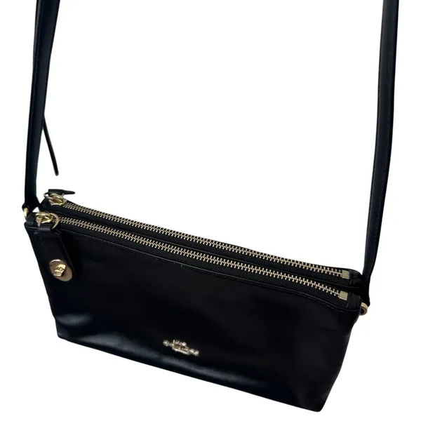 Coach "Crosby" Double Zipper Leather Purse Black Capsule‎ Luxury Old Money Chic - Image 4