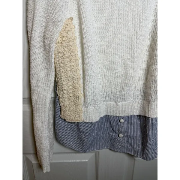 Anthropologie Moth Medium Crochet Sweater Shirt Granny Cottagecore Boho Work - Image 2