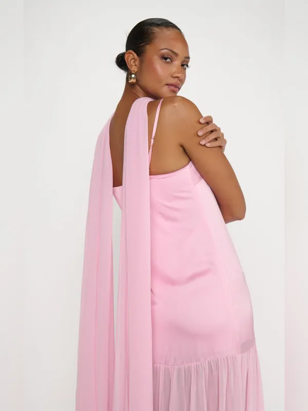 NEW Show Me Your Mumu Dalia Maxi Dress size Large L light pink luxe satin - Image 3