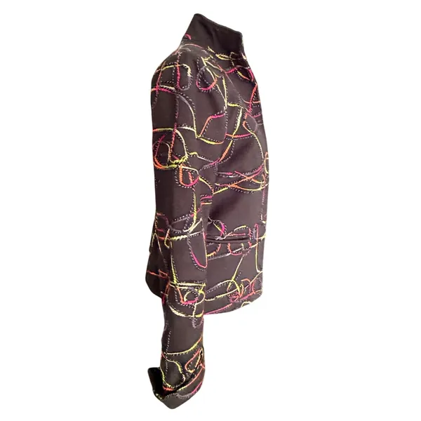 3 Sisters Womens Brown‎ Abstract Swirl Embroidered Cotton Jacket Size M 3S936 - Image 4