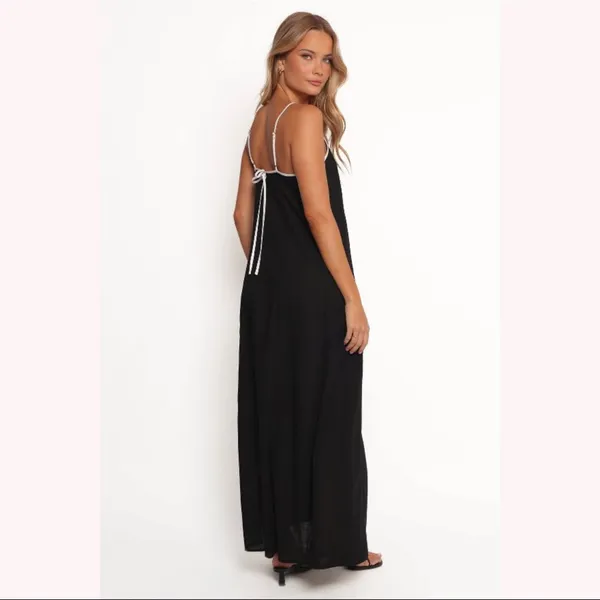 Petal & Pup Ciel Maxi Dress Black Linen Blend Size Small - Image 5
