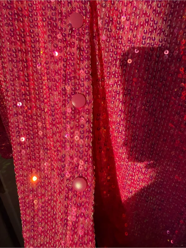 Bohoo Hot Pink Sequin Shirt Dress - Image 6