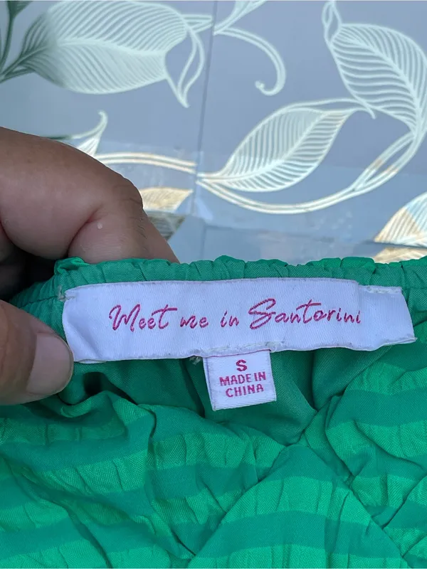 Meet Me In Santorini Green Tiered Mini Dress Smocked Straps Size S - Image 4