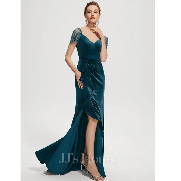 JJ's House Dusty Rose Velvet Gown Beaded Sleeve Wedding Guest Dress‎ Size 10/12 - Image 12