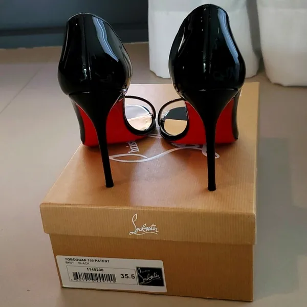 New Christian Louboutin Black Patent Leather Toboggan - Image 4