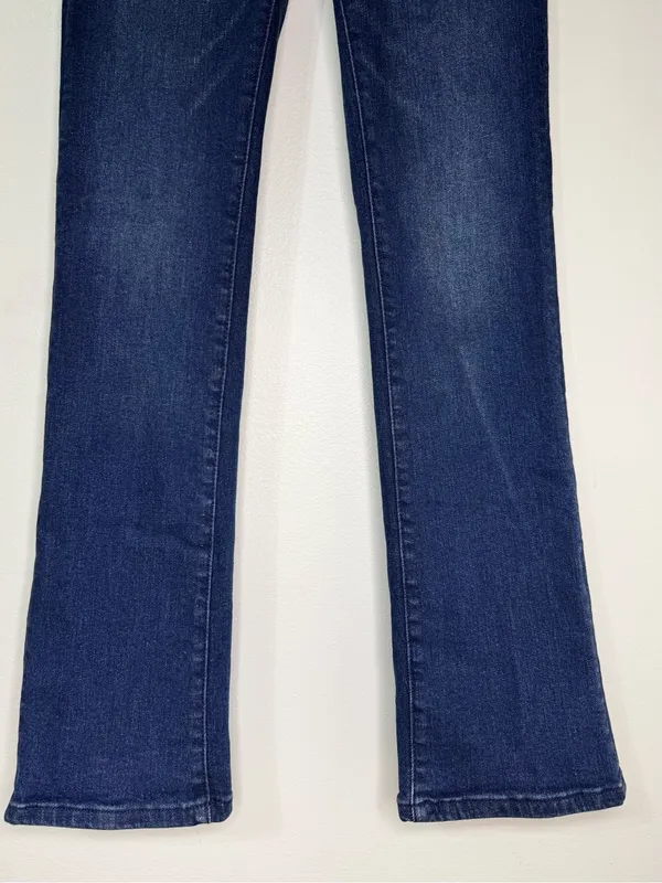 Express Women's Dark Wash Slim Bootcut Jeans - Distressed- Size 6 - Image 4