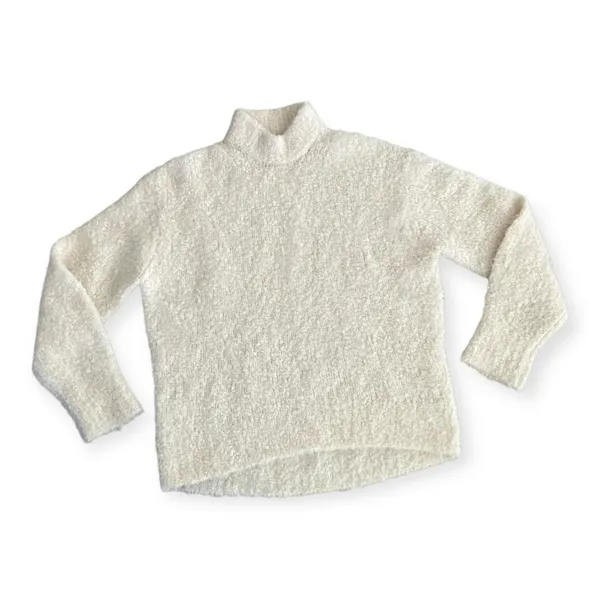 Madewell Womens Cream Colored Wool-Alpaca Blend Bouclé-Knit Oversized Sweater - Image 3