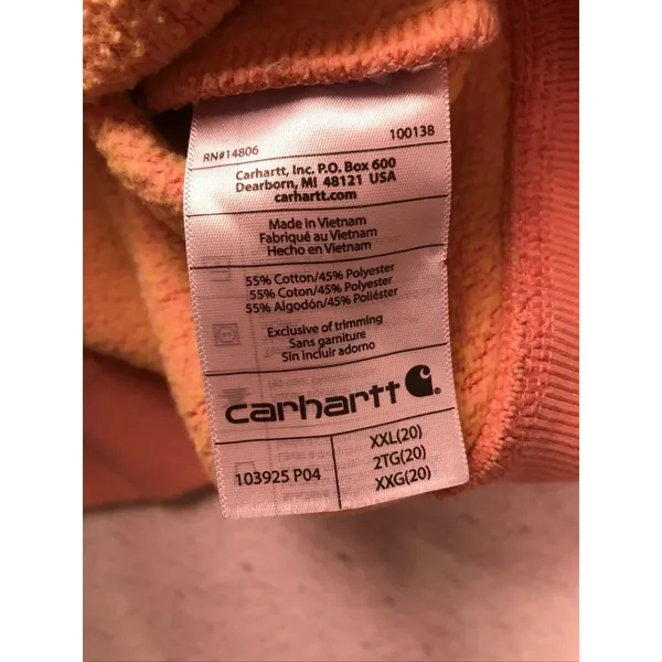 Carhartt Pocket Sweatshirt Womens XXL Pink‎ Relaxed Fit 103925 P04 - Image 7