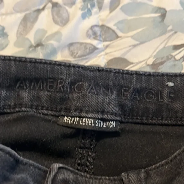 America Eagle Next Level Stretch Black Distressed Jeans Size 2 - Image 11