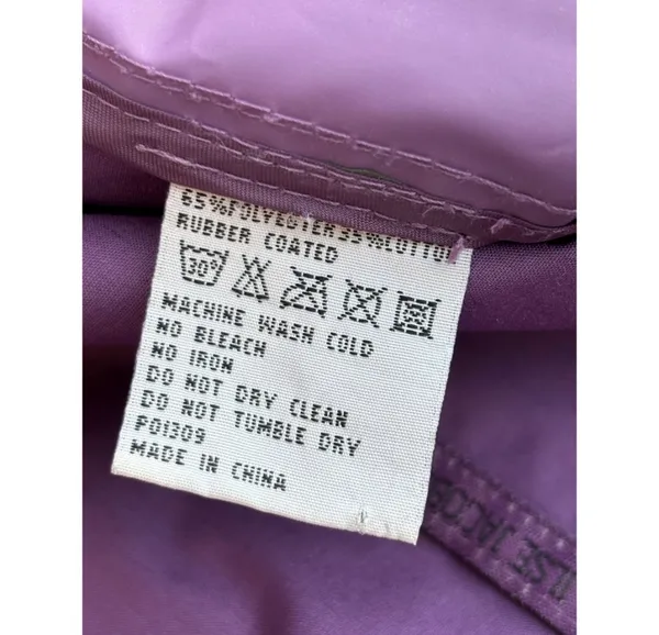 Isle Jacobsen Hornbaek Long Raincoat Purple Women's Size Medium Hooded Rubber - Image 9