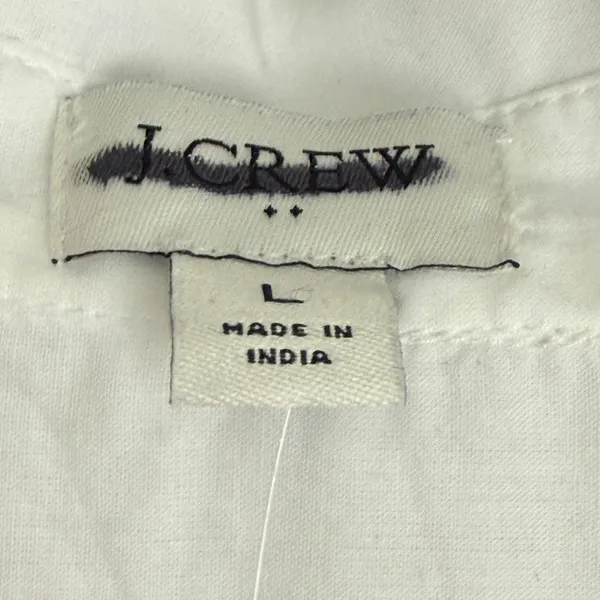 NWT J. Crew Sz L Coverup Shirt‎ Dress White BF771 Vacation 100% Organic Cotton - Image 8
