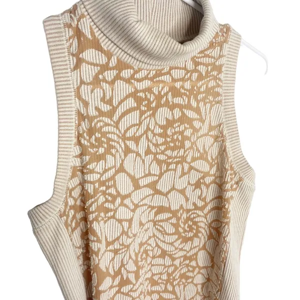 ANTHROPOLOGIE MEADOW RUE IVORY BLUSH SLEEVELESS TURTLENECK RIBBED TOP Sz S m - Image 9